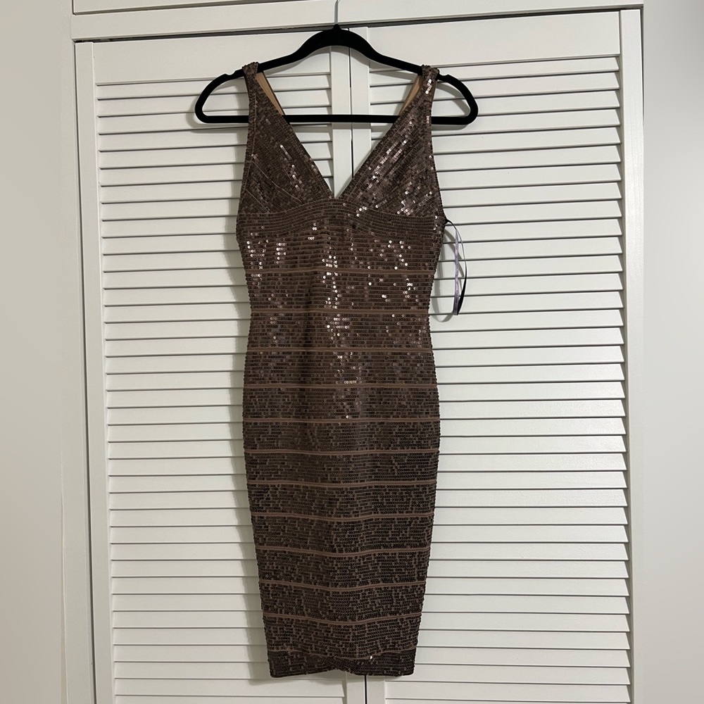 Herve Leger Luxury Dress, great condition. Size S bronze/brown/sequin